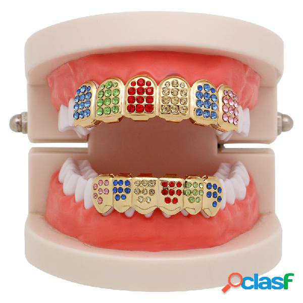 Punk Geométrica Colorful Rhinestone Chaves Palhaço Grillz