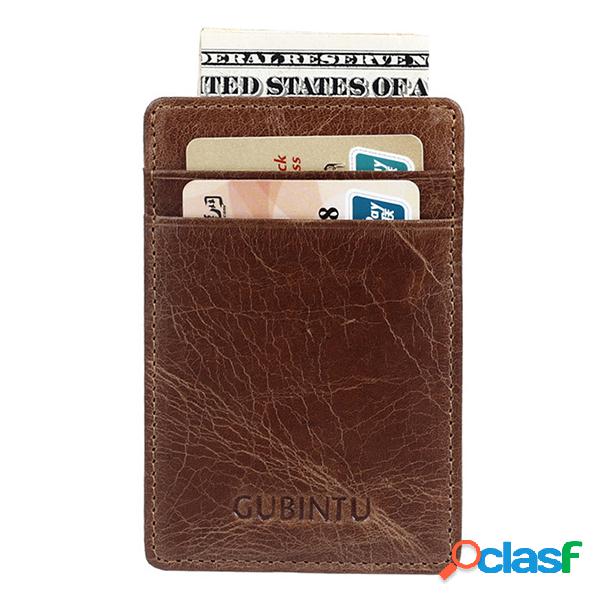 RFID Antimagnetic Couro Genuíno Carteira 5 Card Slots Card