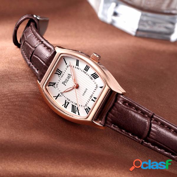 Relógio de couro estilo retro Roman Dial relógio de