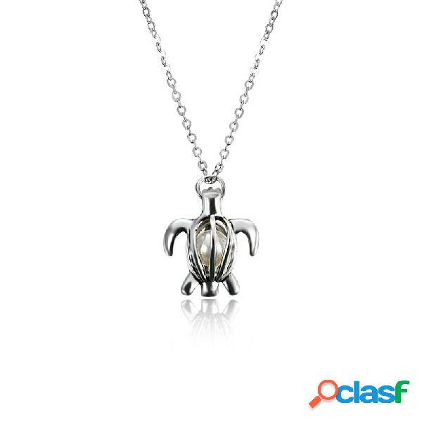 Retro Pearl Necklace Fashion Hollow Openable Turtle pode