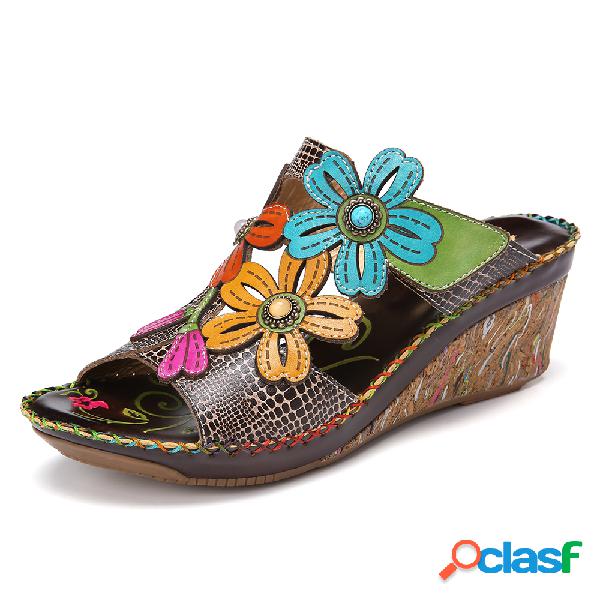 SOCOFY Retro Flor Decro Beading Recorte Colorful Costura