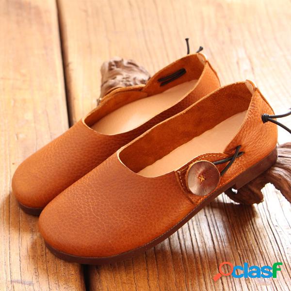 SOFOFY Sapatos Femininos Planos de Couro Genuíno Suave