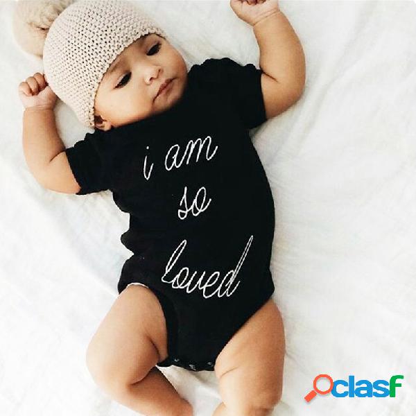 Soft Algodão Carta Impresso Unisex Baby Romper Para 0-24M