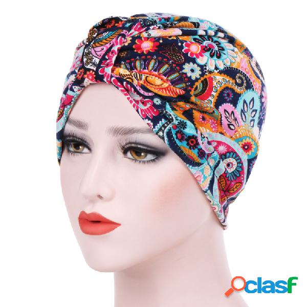 Touca Gorro Muçulmano Floral de Algodão Beanie Flexível