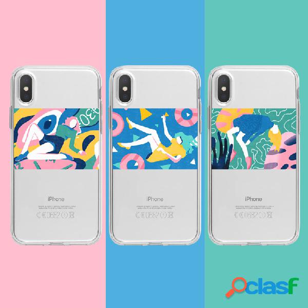 Tpu ilustração cor iphone telefone Caso transparente Soft