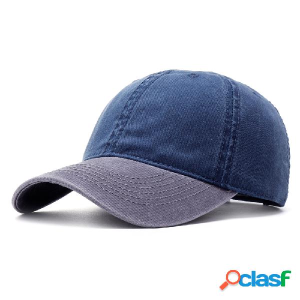 Unisex Lavado Denim Boné de Beisebol Retalhos Two Tone