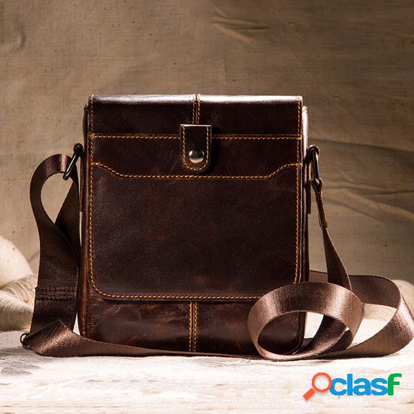 Vintage Couro Genuíno Casual Business ombro Crossbody Bolsa