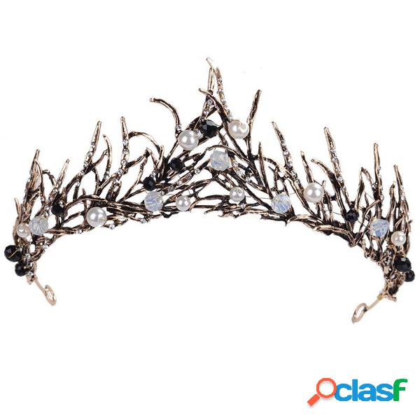 Vintage casamento Hairband barroco antigo Tiara preto branco