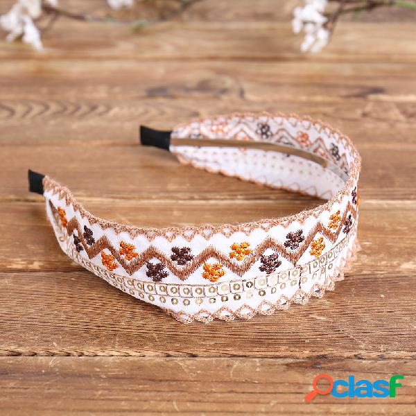 Étnico Bordado Rendas Menina Headband Rural Menina Vento