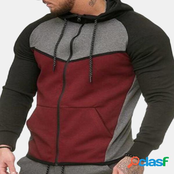 100% algodão costura cor Hoodies manga comprida com capuz