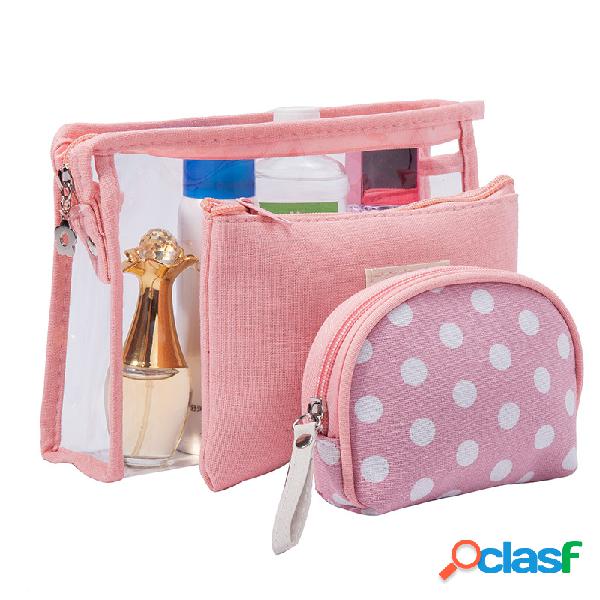 3Pcs Toiletry Travel Bolsa Conjunto de armazenamento