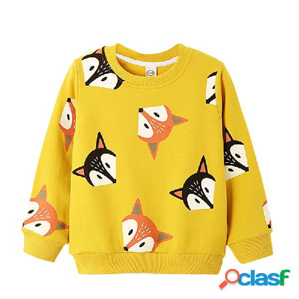 Animal Print Girls camisola de manga comprida para 3Y-11Y