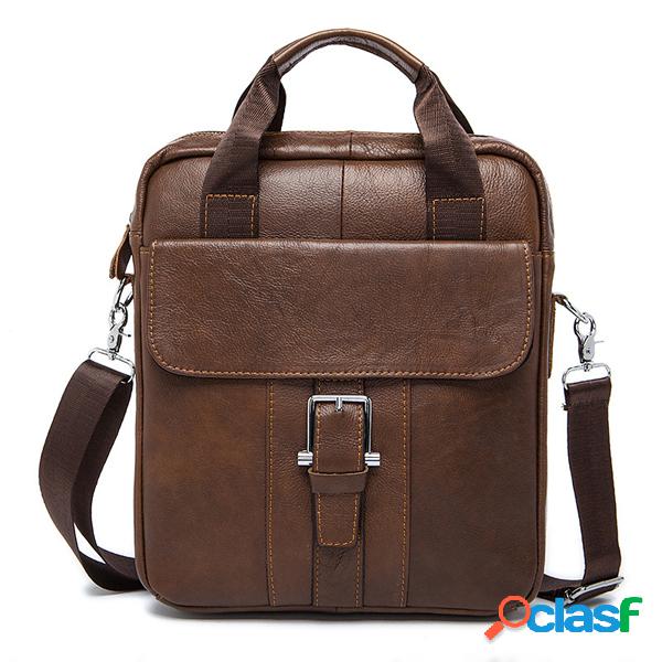 Bolsa Transversal Profissional Vintage Couro Genuíno Dupla