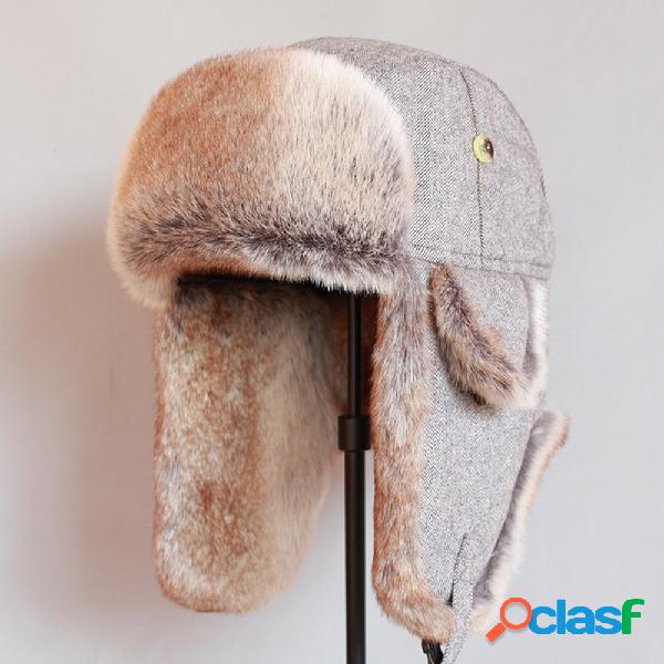 Caçador Chapéu Cor Sólida Equitação Russa Earmuffs