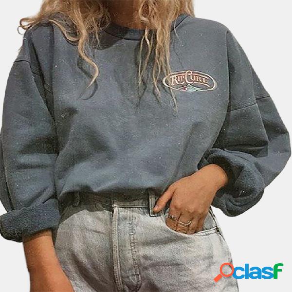 Casual Oversize Drop Shoulder Tripulação Pescoço manga
