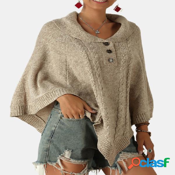 Casual Solid Color Twisted Cloak Camisola solta para