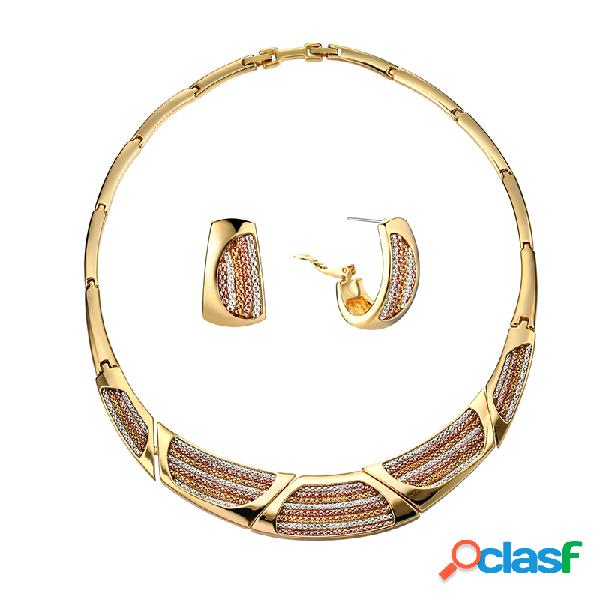 Colar geométrica banhada a ouro feminina Pulseira de