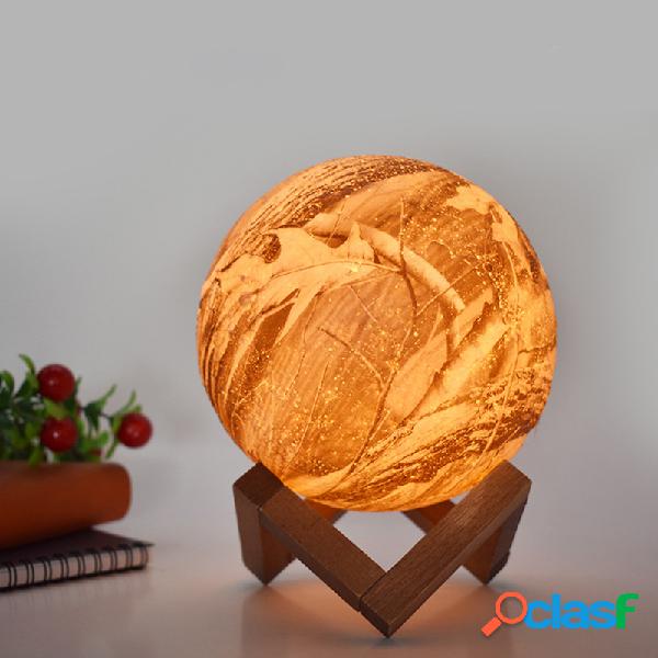 Decorações de natal 3D Impressão Maple Moon Lamp LED