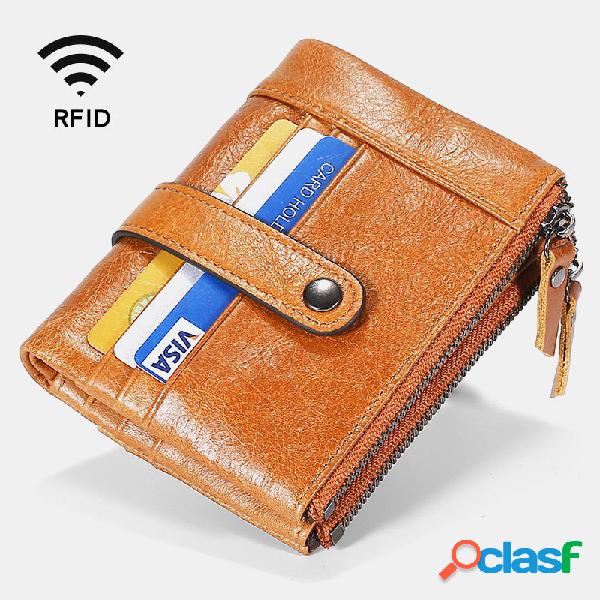 Homens 13 Slots de Cartão Rfid Antimagnetic Couro Genuíno