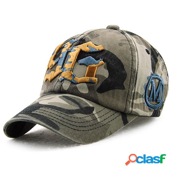 Homens Mulheres Vintage algodão camuflagem bordado boné de