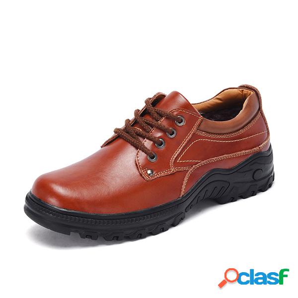Homens Outrdoor Slip Resistente Couro Sapatos Trabalho