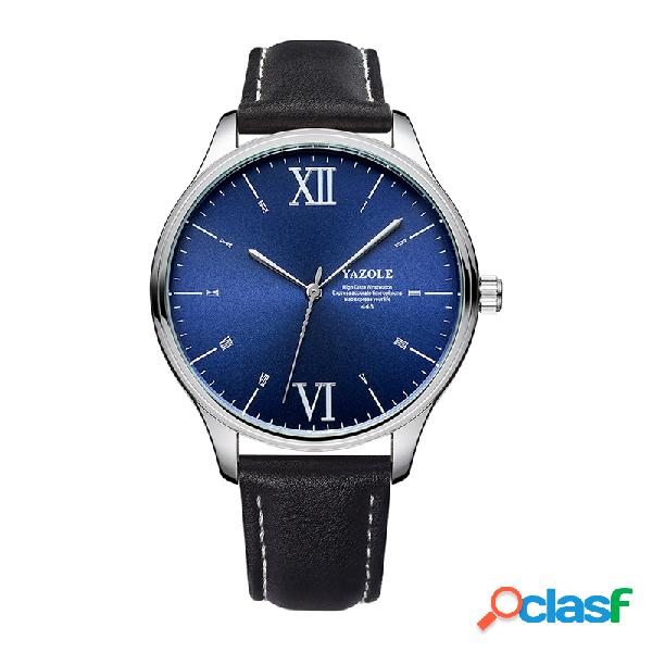 Homens simples mostrador moda pulseira de couro preto