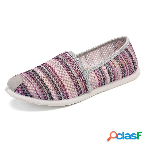 Malha Stripe Respirável Deslizamento Em Soft Único Casual