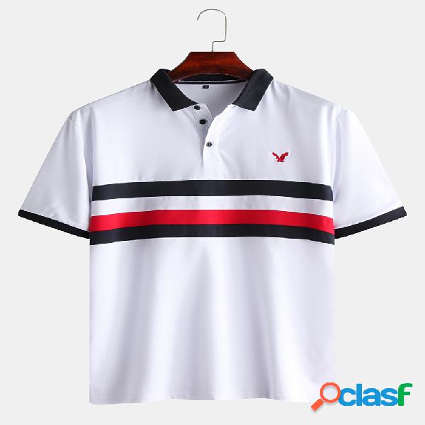 Mens 100% algodão cor Stiped Block manga curta Golf Camisa