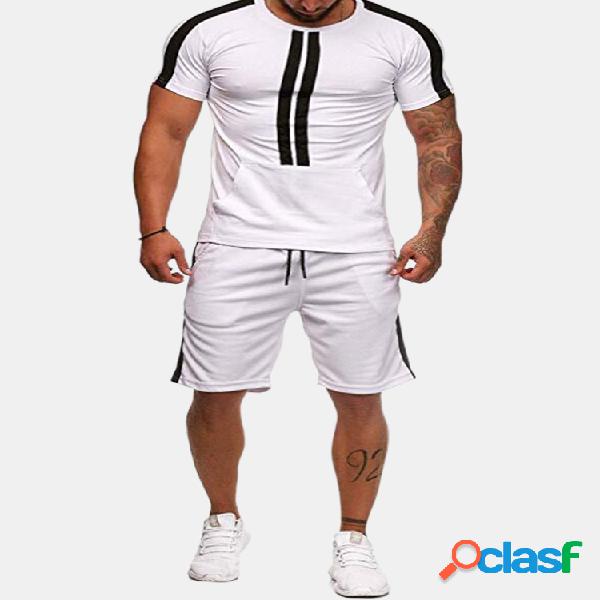 Mens Fato de esporte de retalhos de linha Elastic