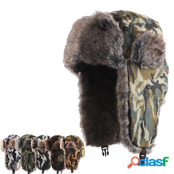 Mens Inverno Quente Lei Feng Chapéu Algodão de Lã Grosso
