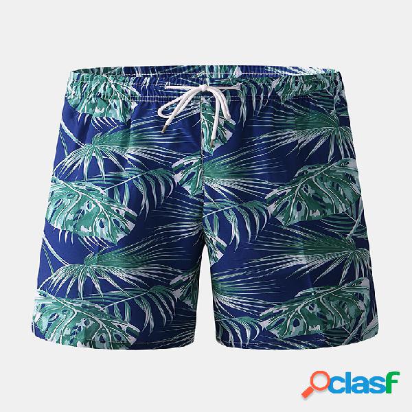 Mens Tropical Planta Calções de Banho de Secagem Rápida