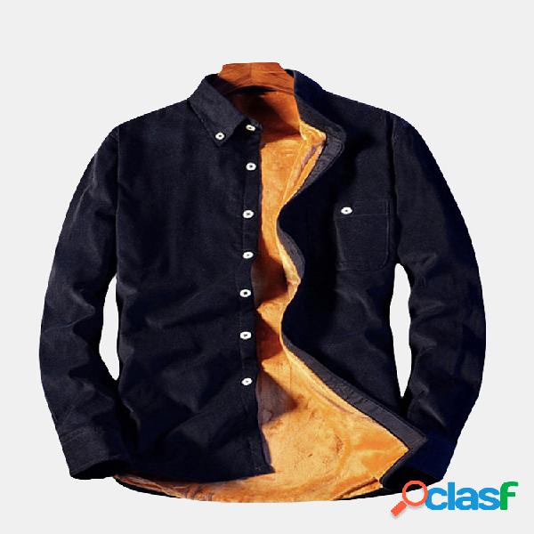 Mens Veludo de algodão casual engrossar velo único