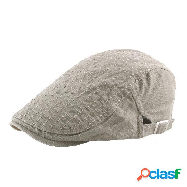 Mens Verão Lavado Algodão Listra Beret Cap Pato Chapéu