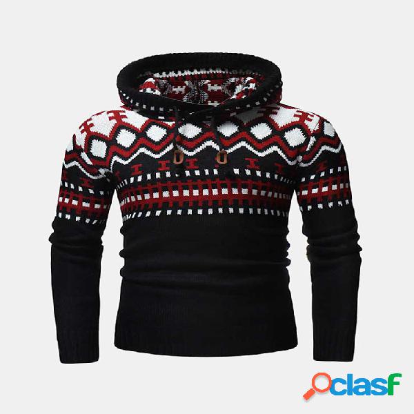 Mens estilo nacional lã quente Knitt Slim Fit Casual