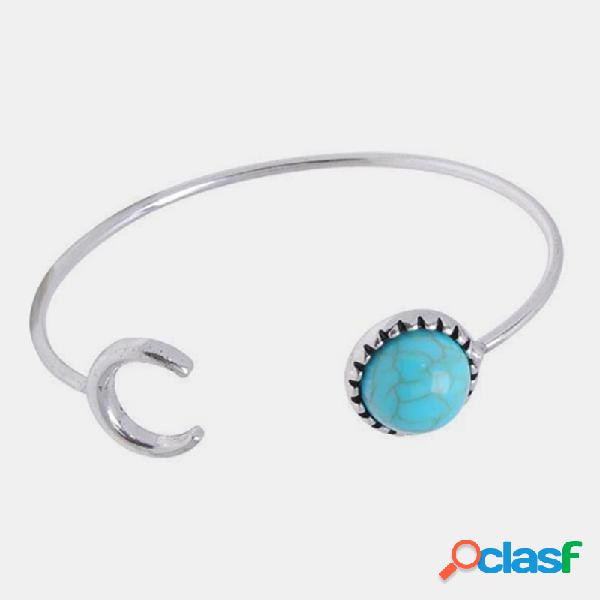 Metal boêmio Turquesa Pingente Pulseira Lua geométrica