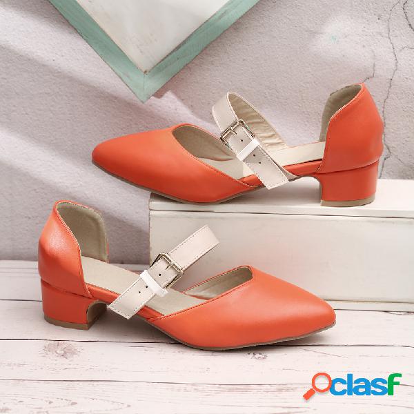 Mulheres Causal Apontado Fechados Toe Block Heel D'Orsay