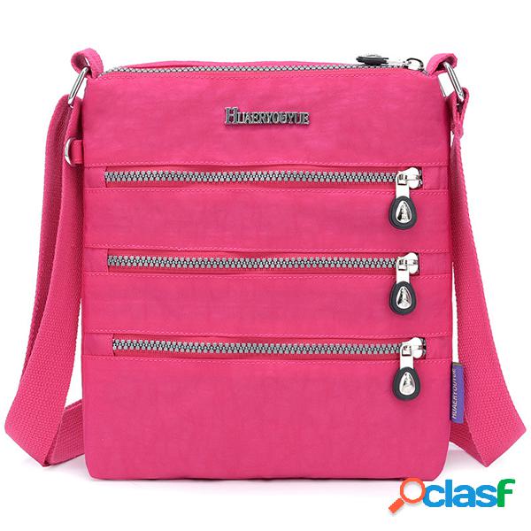 Mulheres Nylon Multi-bolsos impermeável Crossbody Bolsa