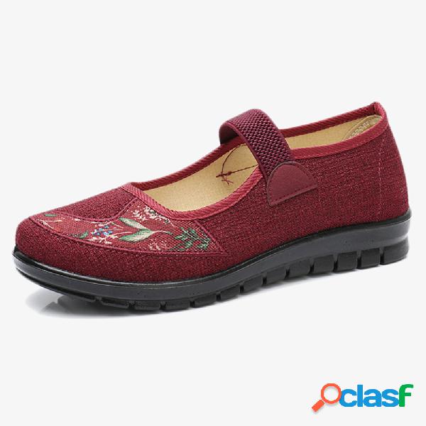 Mulheres elásticas Banda pano leve casual sapatos baixos