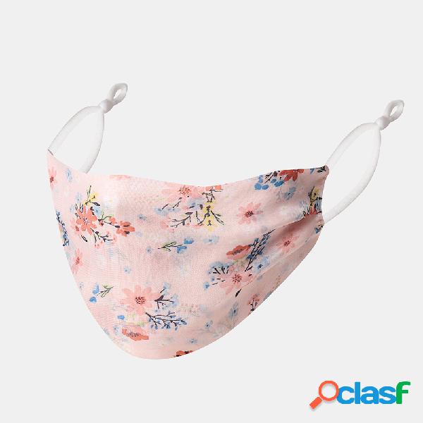 Mulheres impresso Chiffon Face Máscara Floral étnico