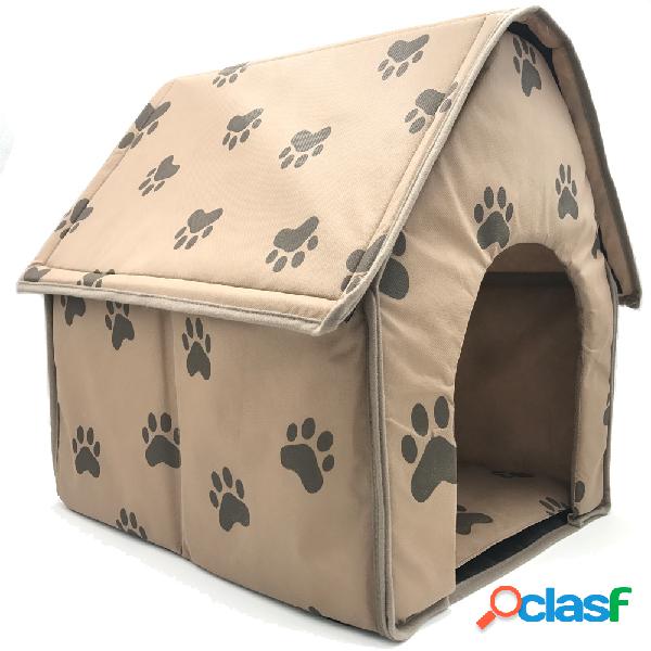 Pata Padrão Dobrável Tecido Pet Dog Cave Casa Anti-risco