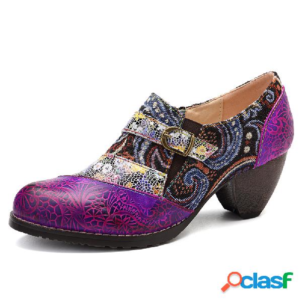 SOCOFY Bohemia Couro Genuíno Jacquard de emenda Handmade