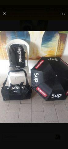 Supreme kit mochila bolsa de academia e guarda chuva supreme