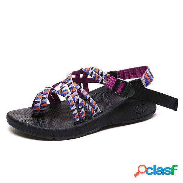 Tamanho Grande Mulheres Casual Praia Strappy Buckle Clipe