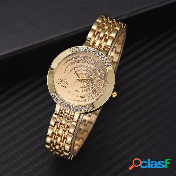 Trendy Gypsophila Quartz Assista Aço Inoxidável Banda