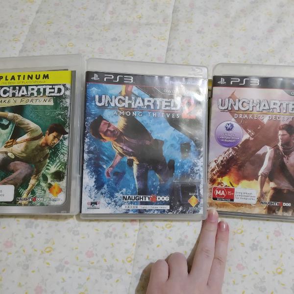 Uncharted 1 + 2 + 3 mídia física PS3