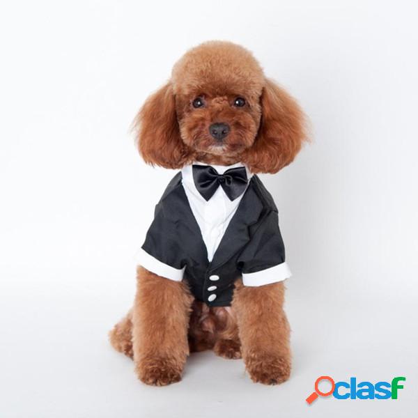 Vestuário Puppy Gentleman Montado Teddy Pet Clothes Veste