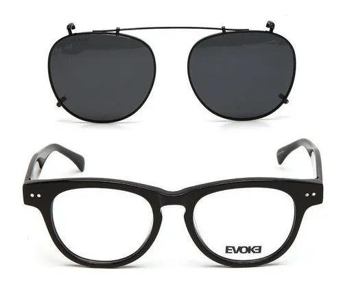 Armação Oculos Grau Evoke Clip On Classic Black Polarizado