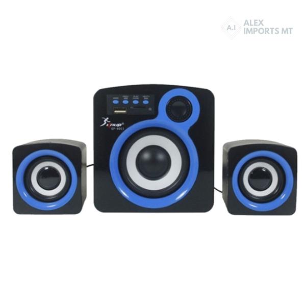 Caixa de Som Subwoofer Kp-6011 2.1 Canais 16W Azul