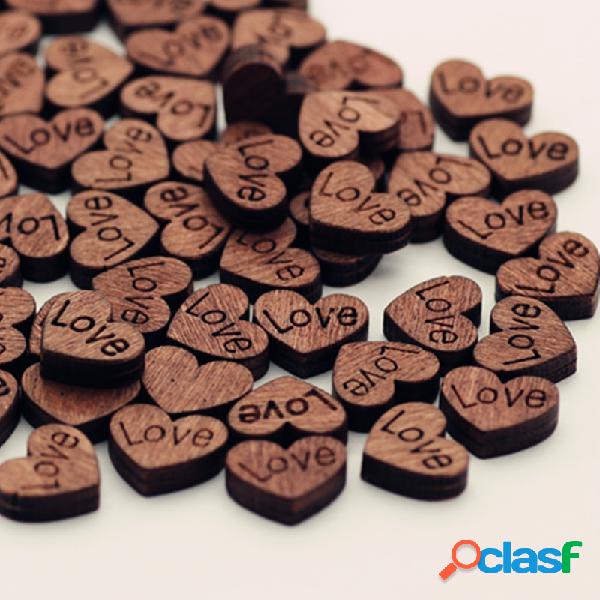 100 pcs botão de amor retro botão de madeira sem furo em