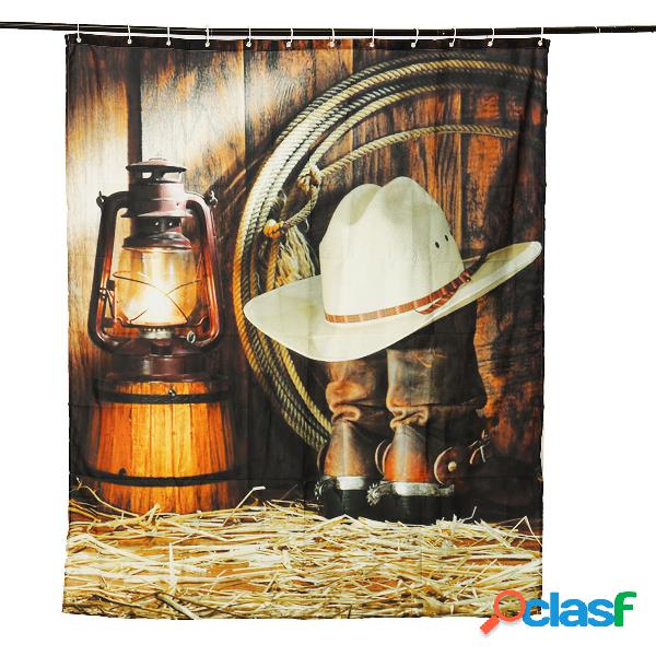 150 * 180cm Custom Cowboy Theme Cortina de chuveiro de